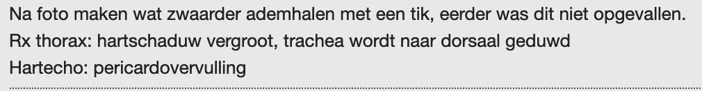 Verdenking van een pericard overvulling bij cavia Tweetie